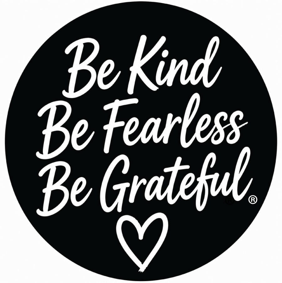 Be Kind Be Fearless Be Grateful® with a hand drawn heart Sticker.